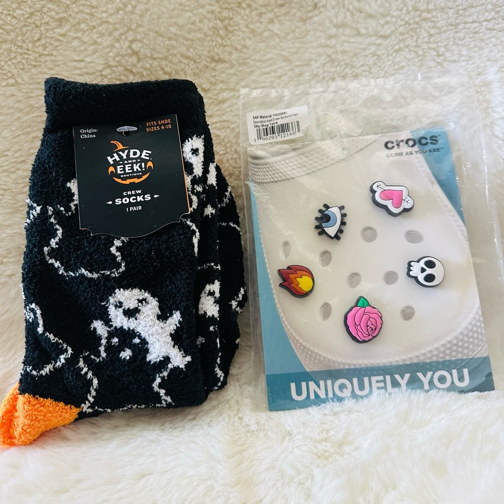 Halloween Crew Socks and Crocs Charm Bundle